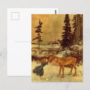 Gerda und das Rentier von Dulac Vintage Postkarte