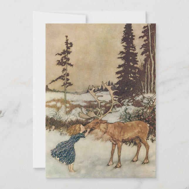 Gerda und der Reindeer von Dulac Weihnachts-Party Einladung (Vorderseite)