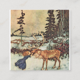 Gerda und der Rentier - Edmund Dulac Quadratische Visitenkarte