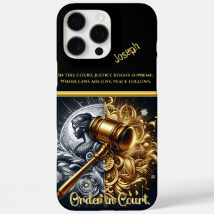 Gerechtigkeit: Goldenes Gavel auf polierter Basis iPhone 16 Pro Max Hülle