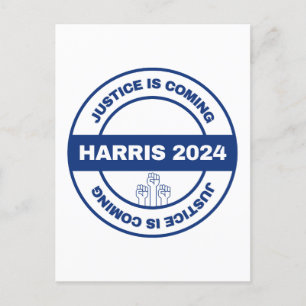 Gerechtigkeit kommt Kamala harris Walz Election Postkarte