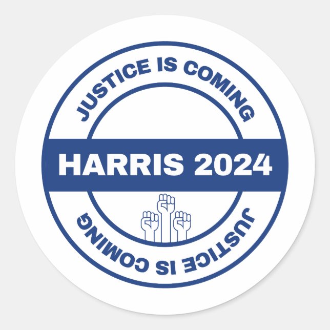 Gerechtigkeit kommt | Kamala harris Walz Election Runder Aufkleber (Vorderseite)