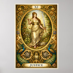 Gerechtigkeit Tarot Karte XI – Präraffaelitisch Go Poster