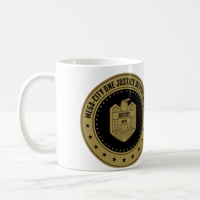 Gerechtigkeits-Abteilungs-Tasse der Kaffeetasse (Links)