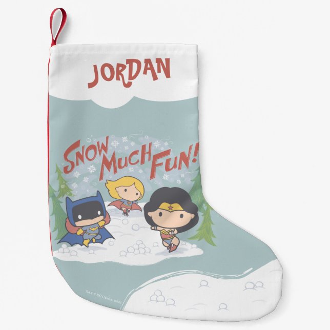 Gerechtigkeitsliga Chibi Snowball Kampf Kleiner Weihnachtsstrumpf (Vorderseite)