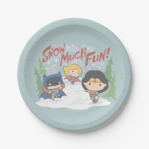 Gerechtigkeitsliga Chibi Snowball Kampf Pappteller