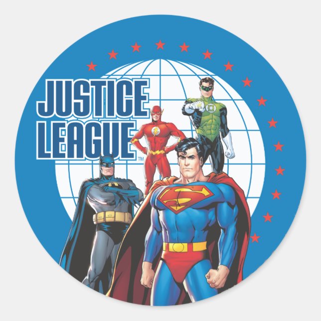 Gerechtigkeitsliga Global Heroes Runder Aufkleber (Vorderseite)