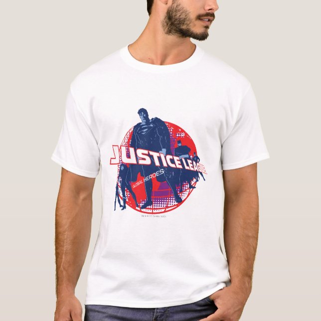 Gerechtigkeitsliga - Globale Helden und Globe T-Shirt (Vorderseite)