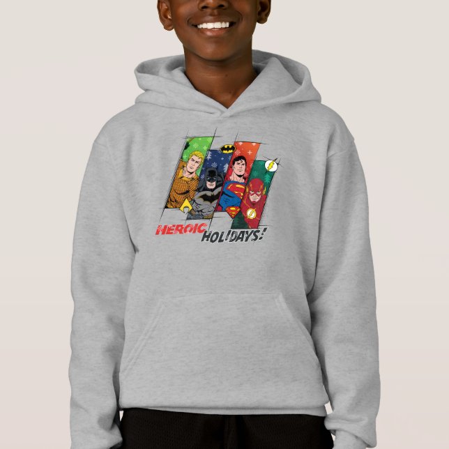 Gerechtigkeitsliga "Heldenfeiertage" Hoodie (Vorderseite)