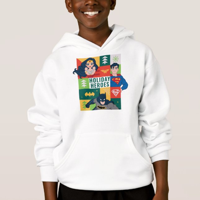Gerechtigkeitsliga Holiday Collage Hoodie (Vorderseite)