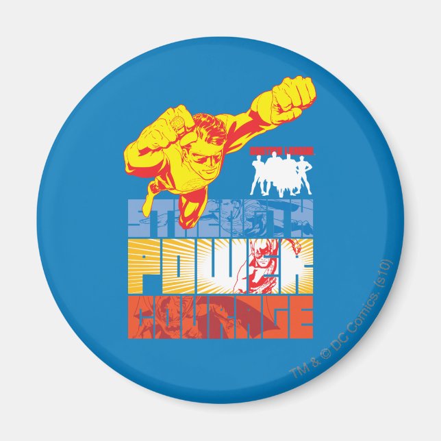 Gerechtigkeitsliga Power. Mut. Zeichen Magnet (Vorne)