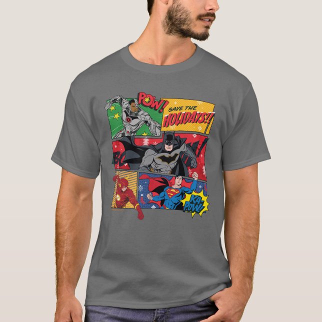 Gerechtigkeitsliga "Rett die Feiertage!" T-Shirt (Vorderseite)