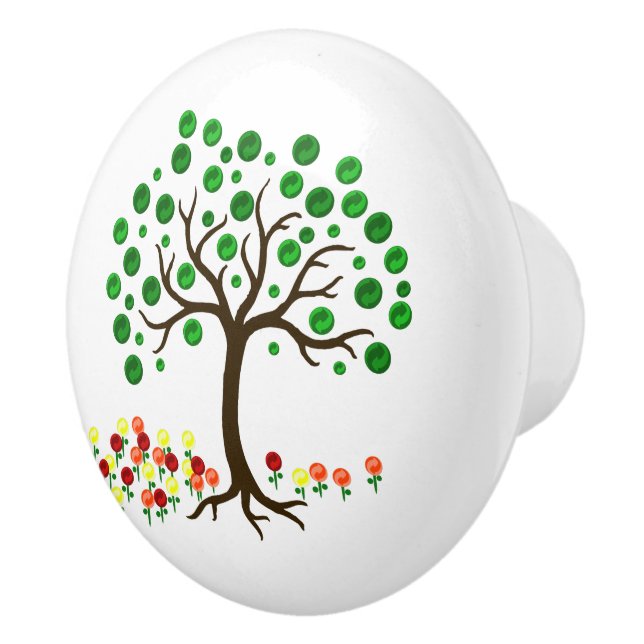 Gerecycelt Baum und Blume Keramikknauf (Rechts)