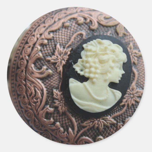 Gerecycelt Cameo Runder Aufkleber (Vorderseite)
