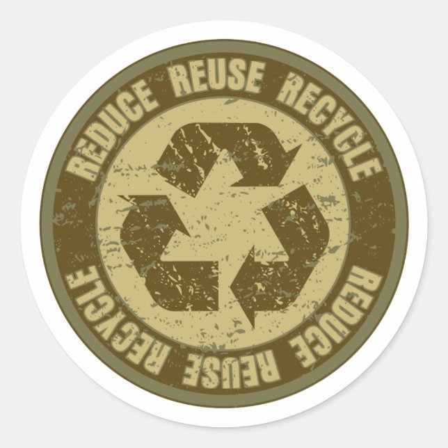 Gerecycelt Grunge Runder Aufkleber (Vorderseite)