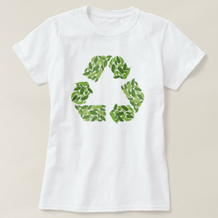 Gerecycelt Logo aus grünen Blätter T-Shirt