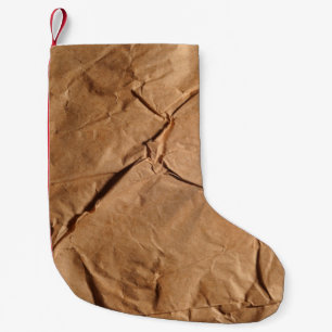 Gerecycelt Packpapier. Textur. Kleiner Weihnachtsstrumpf