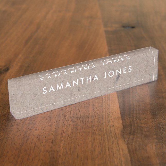 Gerecycelt Paper Rustic Personalisiert Namplate Namensplakette (Seite)