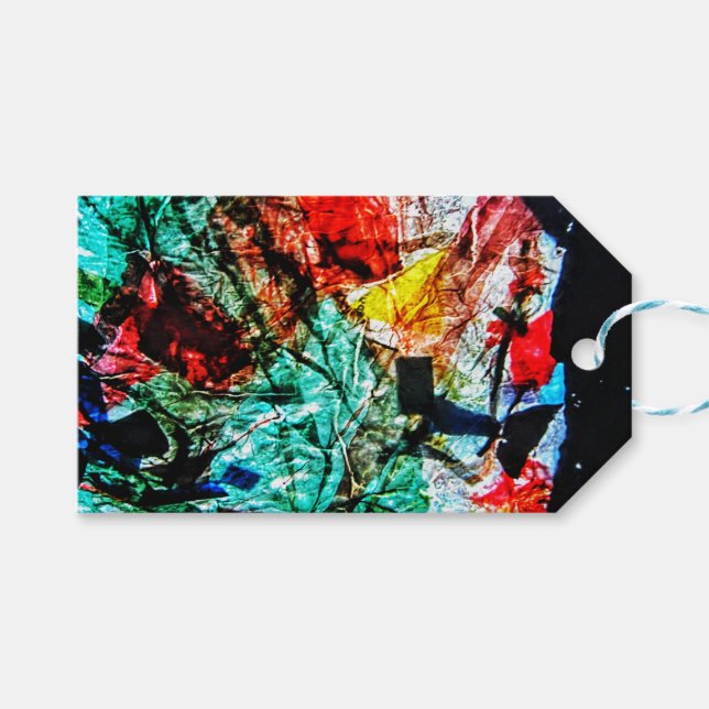 Gerecycelt Plastikglücksmarke mit blauer abstrakte Geschenkanhänger (Vorderseite (Horizontal))