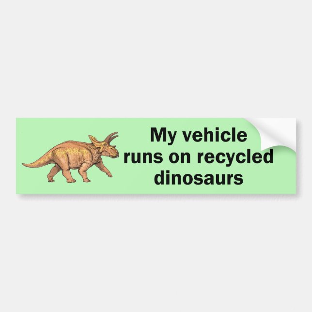 Gerecycelte Dinosaurier Autoaufkleber (Vorne)
