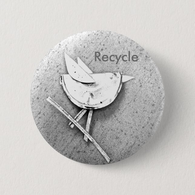 Gerecycelter Vogel Button (Vorderseite)