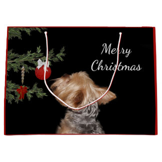 Gereiztes Yorkie Weihnachten Große Geschenktüte