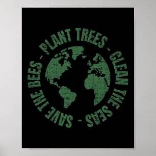 Gerettet Bienen Pflanze Bäume Saubere Meere Enviro Poster