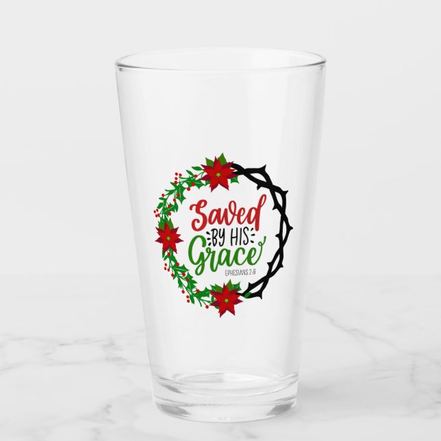 Gerettet durch Seinen grauen Weihnachtskranz Glas (Vorderseite)