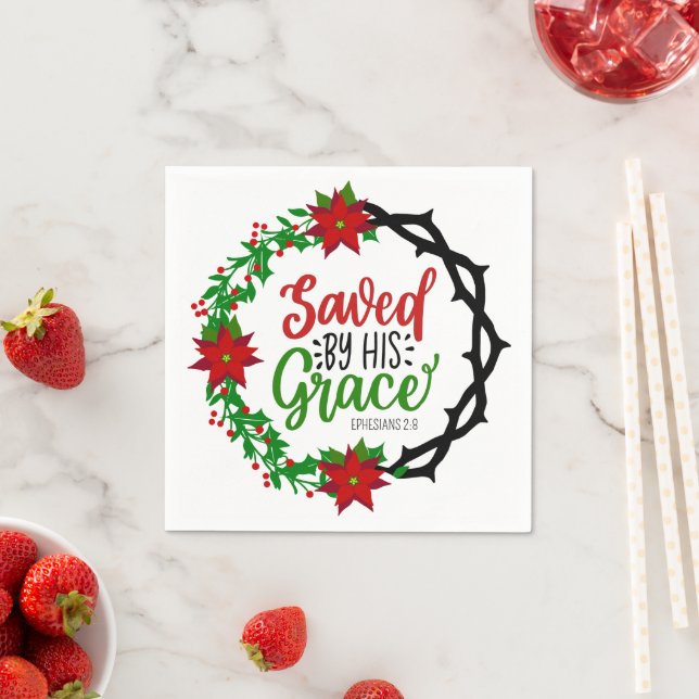 Gerettet durch Seinen grauen Weihnachtskranz Serviette (Beispiel)