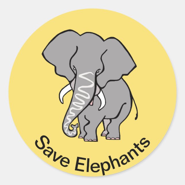 Gerettet ELEFANTE - Tierliebhaber - Gelb - Runder Aufkleber (Vorderseite)