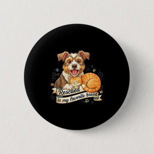 Gerettet ist meine Lieblingsrasse Hund Katze Tier Button