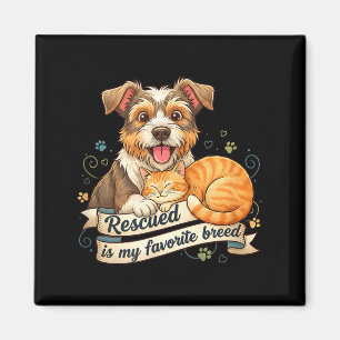 Gerettet ist meine Lieblingsrasse Hund Katze Tier Magnet