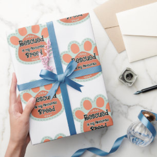 Gerettet ist meine Lieblingsrasse Hundepfotenabdru Geschenkpapier