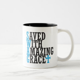 Gerettet mit Phantastisch Grace SWAG Christische T Zweifarbige Tasse