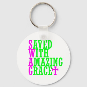 Gerettet mit Phantastischer Grace SWAG Christliche Schlüsselanhänger