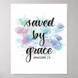 Gerettet nach Gnade | AquarellHintergrund Poster