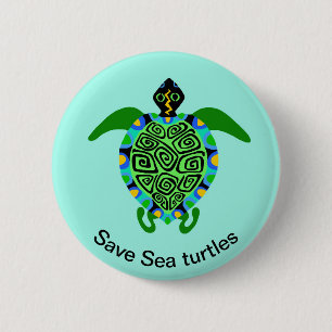 Gerettet SEE TURTLES - Wildnis - Ocean Aqua Button