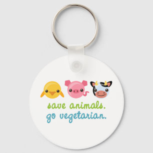 Gerettet Tiere Go Vegetarier Schlüsselanhänger