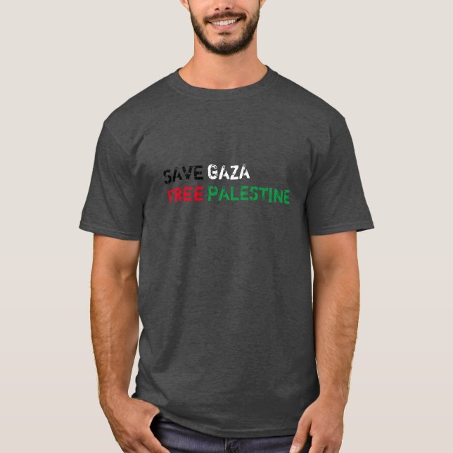 Gerettet Typografie von Gaza Free Palestine T-Shirt (Vorderseite)