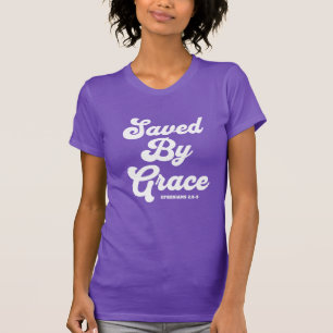 Gerettet von Grace Ephesians 2:8-9 Dark T - Shirt
