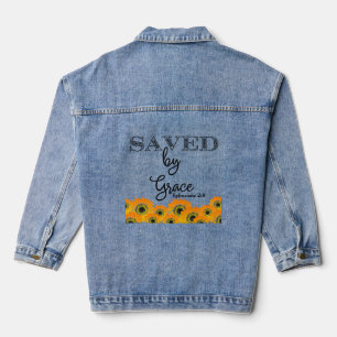 Gerettet von Grace Ephesians 2 KJV Bibel Sonnenblu Jeansjacke