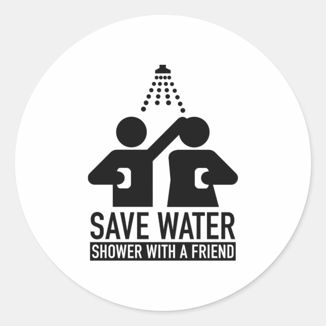 Gerettet Wasserdusche mit Friend Runder Aufkleber (Vorderseite)