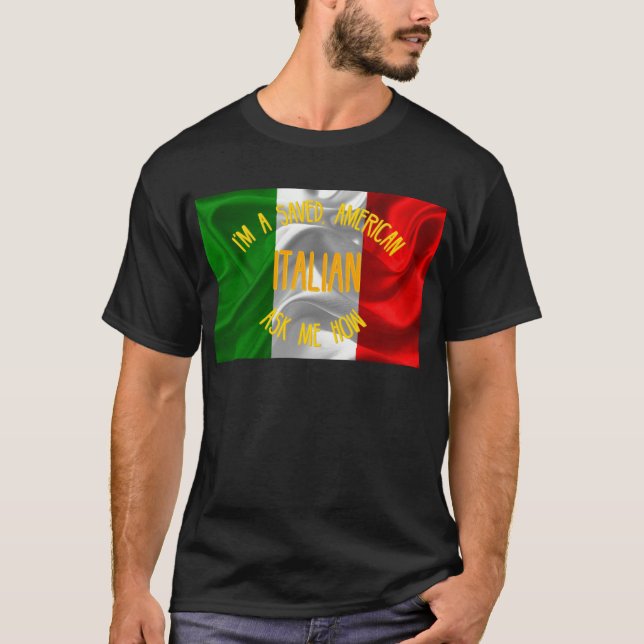 Geretteter, italienischer Amerikaner in den T-Shirt (Vorderseite)