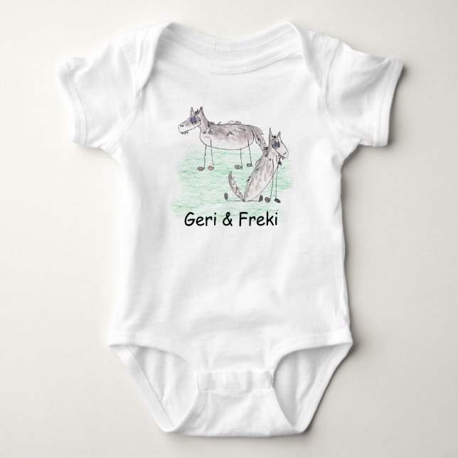 Geri u. Freki Baby-Bodysuit Baby Strampler (Vorderseite)