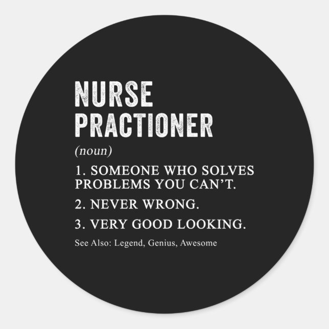 Geriatric Psych Family Nurse Practitioner Definiti Runder Aufkleber (Vorderseite)