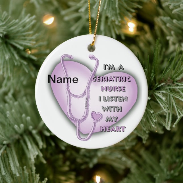 Geriatrische lila Herzkrankheit Keramik Ornament (Baum)