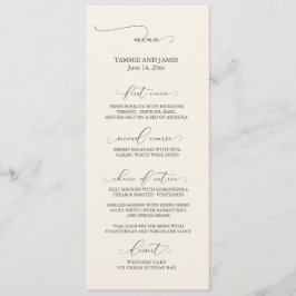 Geringfügige Elegance Wedding Menu Cream Menükarte