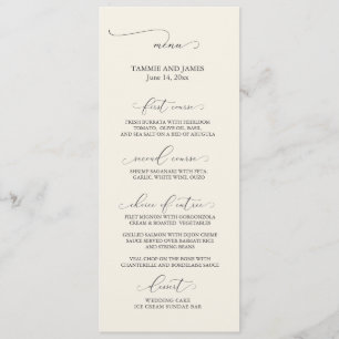 Geringfügige Elegance Wedding Menu Cream Menükarte