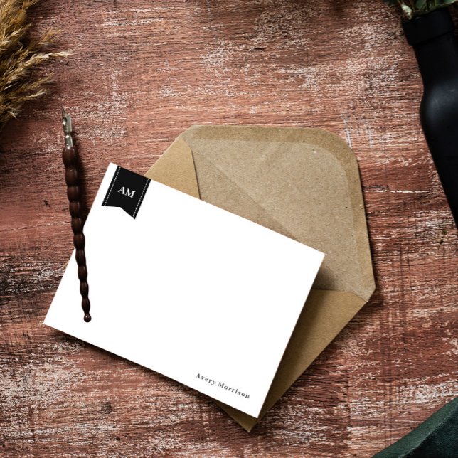 Geringfügiger Schwarz-weißer Name und Initialen Mitteilungskarte (Von Creator hochgeladen)