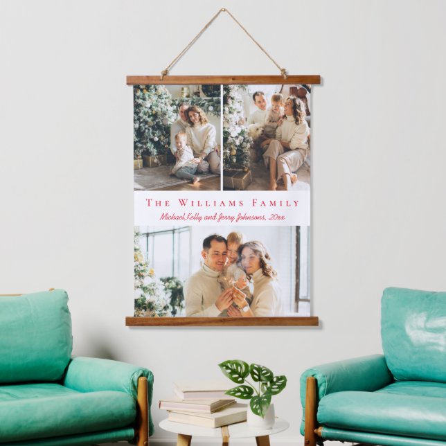 Geringste Rote Schrift 3-Foto-Collage Wandteppich Mit Holzrahmen (Wohnzimmer)